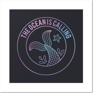 The Ocean Is Calling Mermaid Gradient Posters and Art